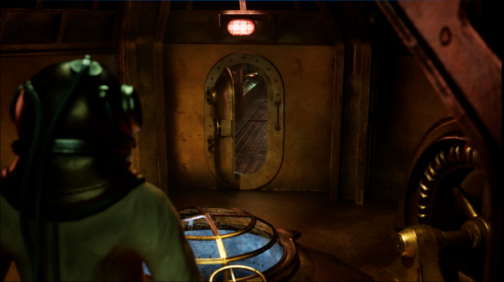 Diving suit and interior — cinematic scene