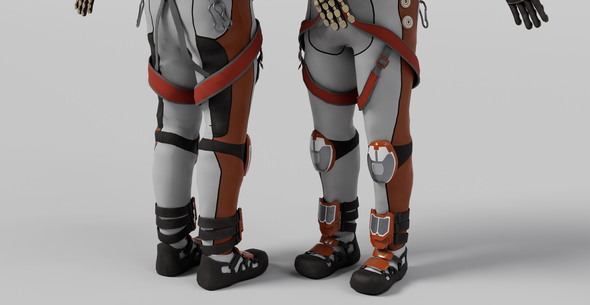 Astronaut lower suit and boots from the back and front